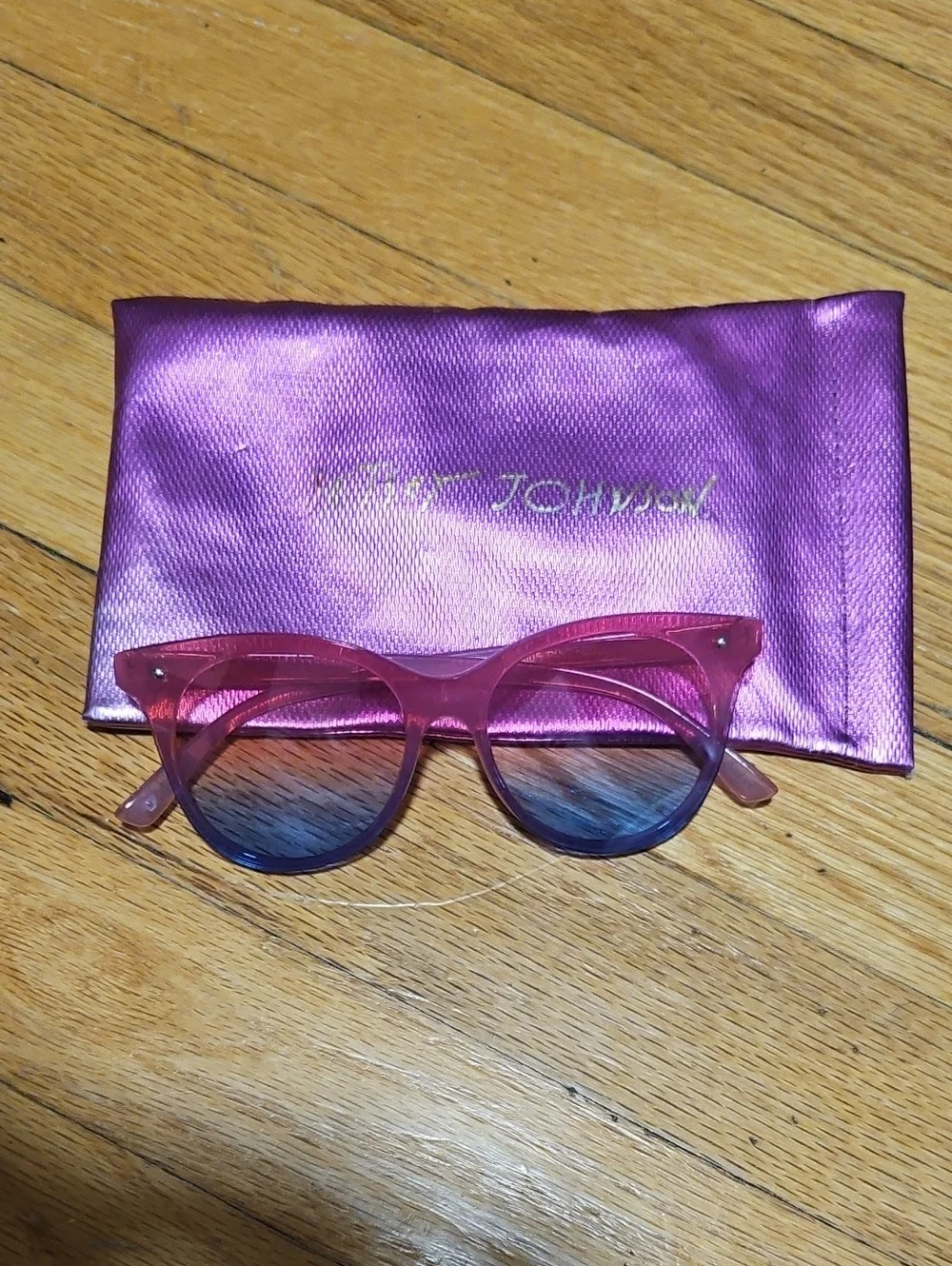 Betsey Johnson Transparent Pink to Blue Ombre Cat Eye Sunglasses